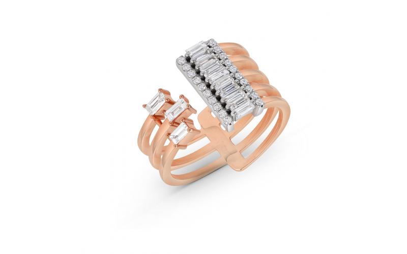 Three-Banded Ring in Baguette Diamonds