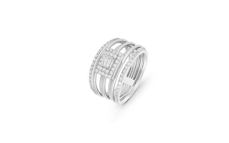 Multi-Banded Ring in White Diamonds