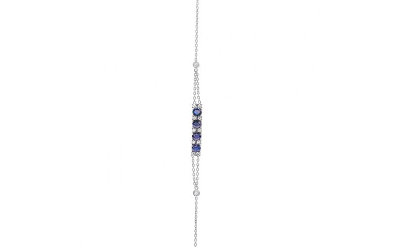 Dainty Sapphire and Diamond Chain Bracelet