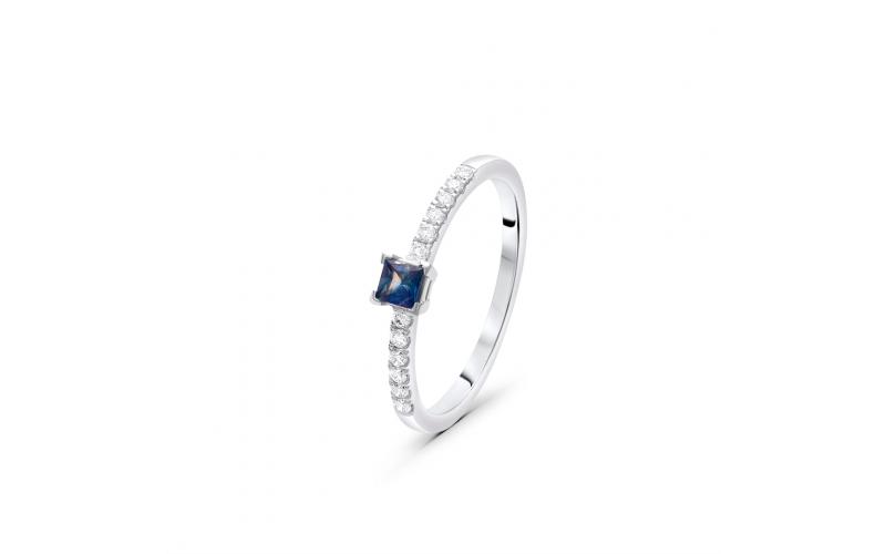 Dainty Ring with Princess-Cut Sapphire Stone