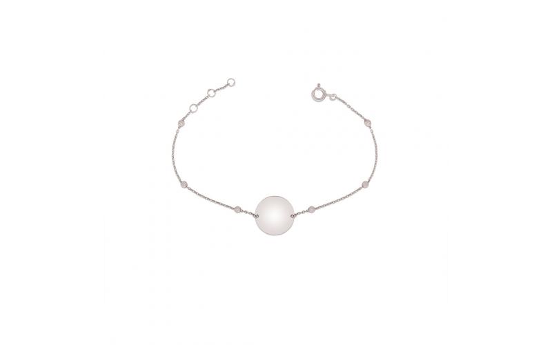 Round Engravable Bracelet in White Gold