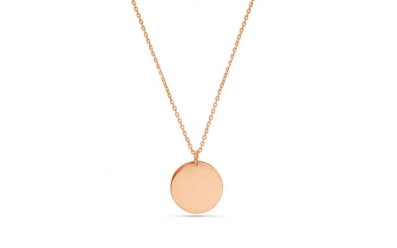 Engravable Round Coin Pendant in Rose Gold