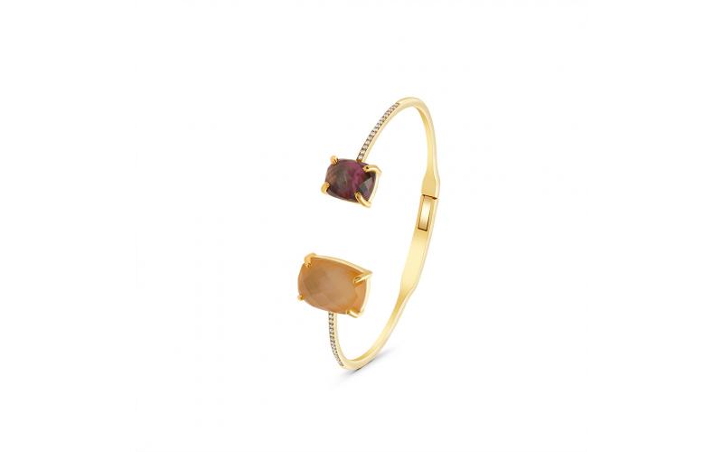 Colored Stone Open Bangle
