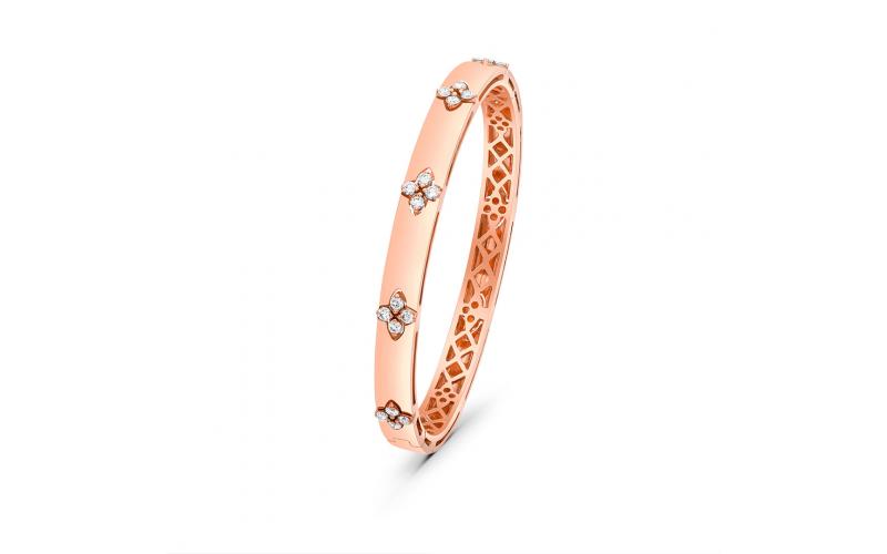 White Diamond Cluster Bracelet in Rose Gold