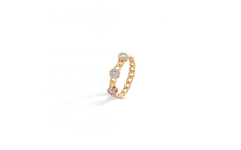 Chain Solid Ring with Diamonds