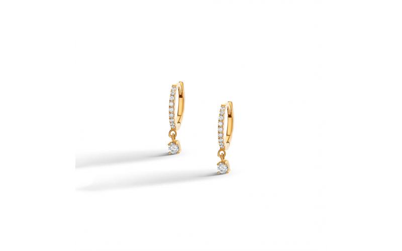 Dainty Drop Hoops with Round Diamonds