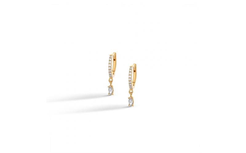 Dainty Drop Hoops with Marquise Diamonds