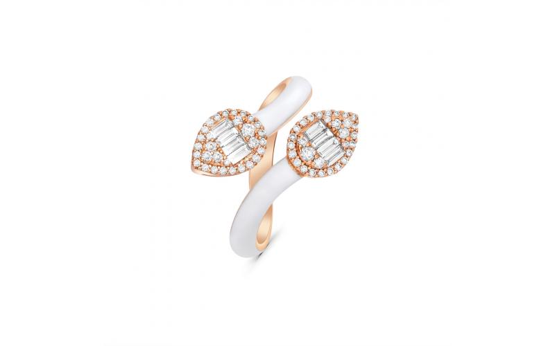 White Enamel Ring with Rose Gold