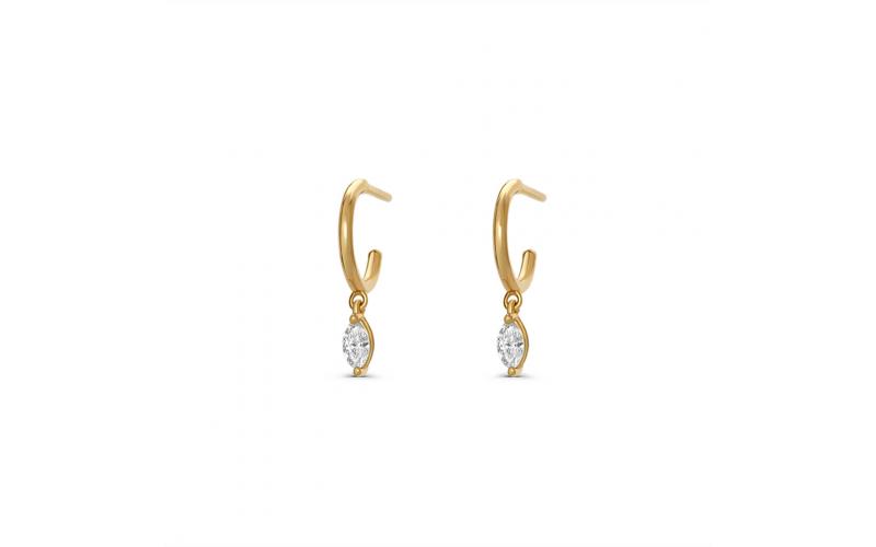 Dainty Hoops with Marquise Stone