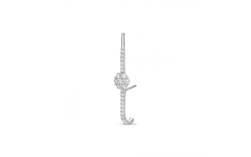 Single Earring with Flower in White Diamonds