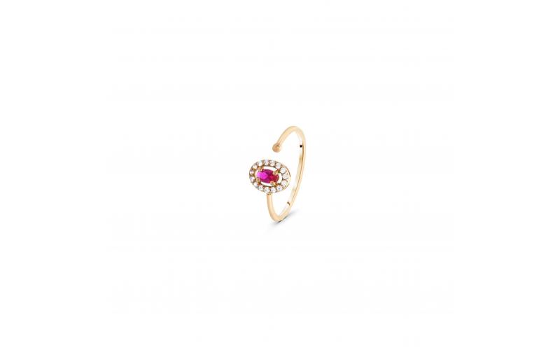 Open Oval Ring with Red Topaz