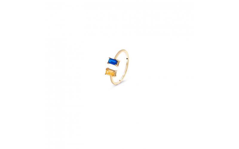 Open Ring in Blue and Yellow Topaz