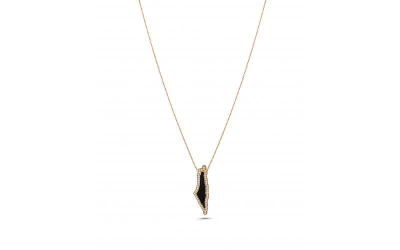 Palestine Map Necklace in Black Onyx