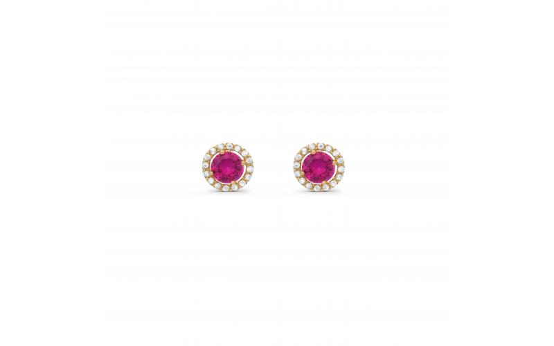 Red Topaz Round Earrings