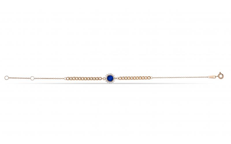 Blue Topaz Round Bracelet with Chain