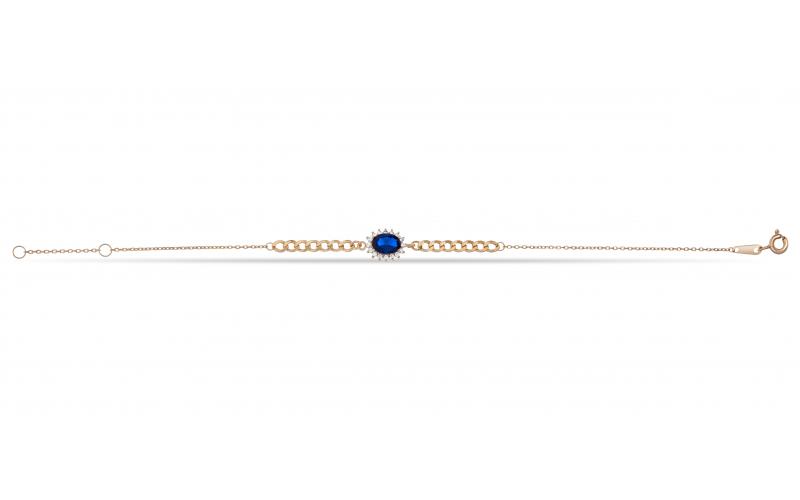 Blue Topaz Oval Bracelet with Chain