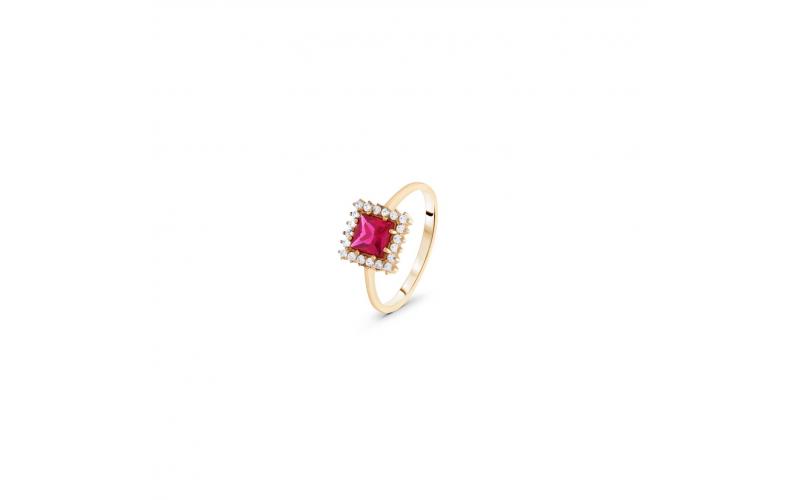 Square Ring with Red Topaz
