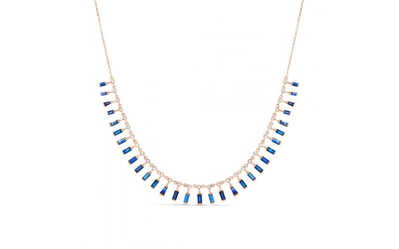 Baguette Choker in Baguette Sapphires and White Diamonds