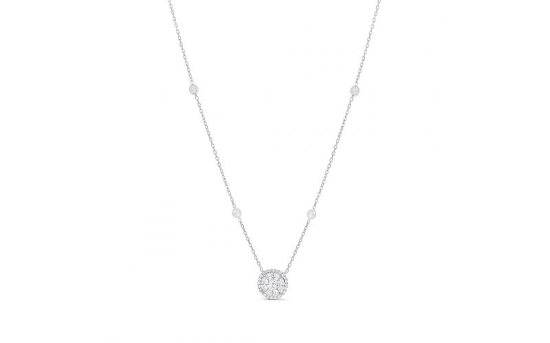 Round Invisible Settting Pendant with White Diamonds