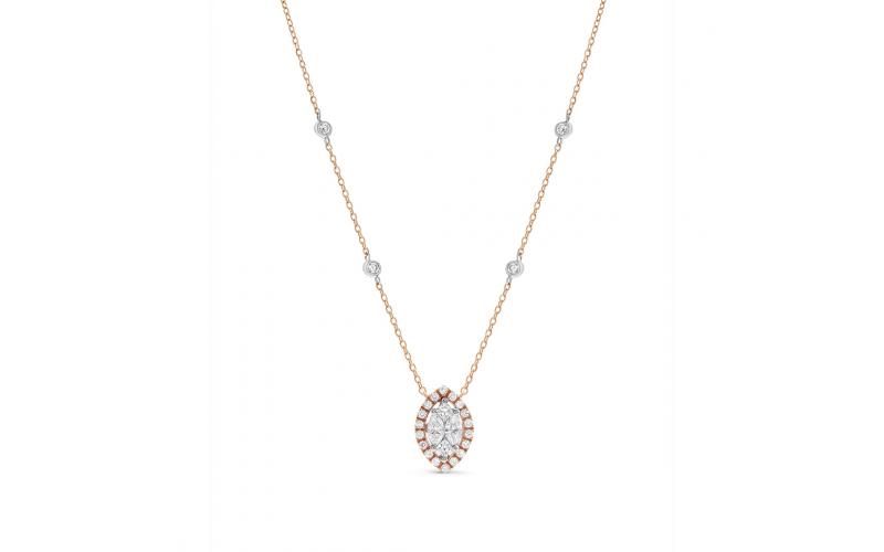 Two-Tone Marquise Shaped Pendant with White Diamonds