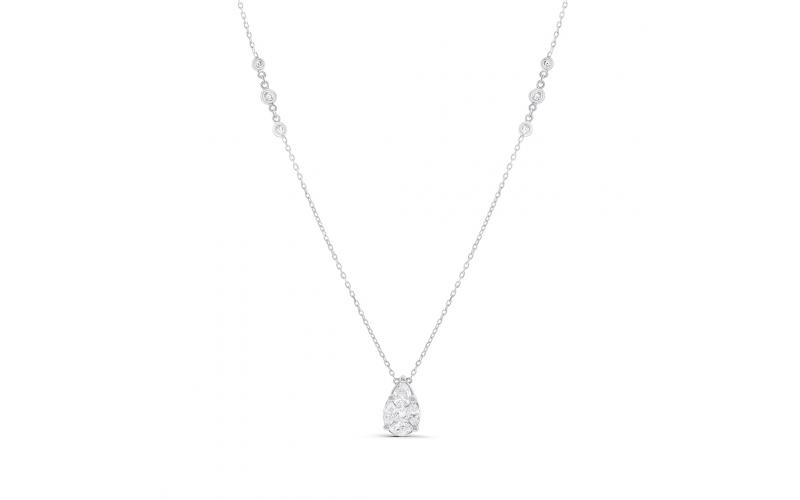 Pear-shaped Invisible Setting Pendant with White Diamonds