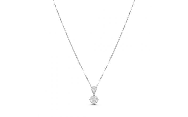 Invisible Setting Double Pendant with White Diamonds