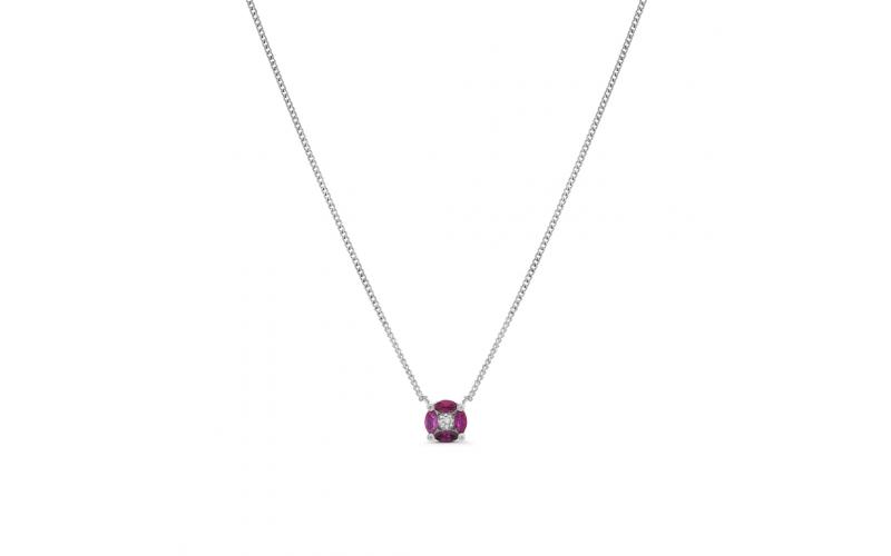 Round Shaped Pendant with Rubies and White Diamonds