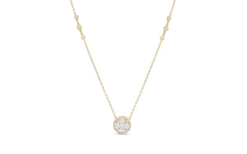 Round Shaped Pendant with White Diamonds