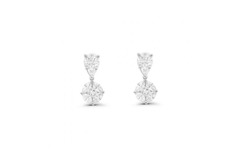 Double Earrings in Invisible Setting