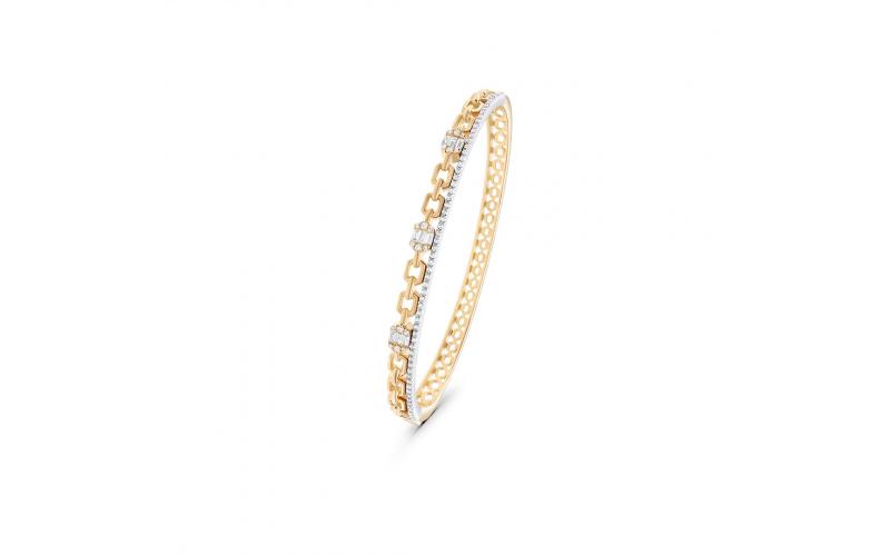 Square Link Layered White Diamond Bracelet