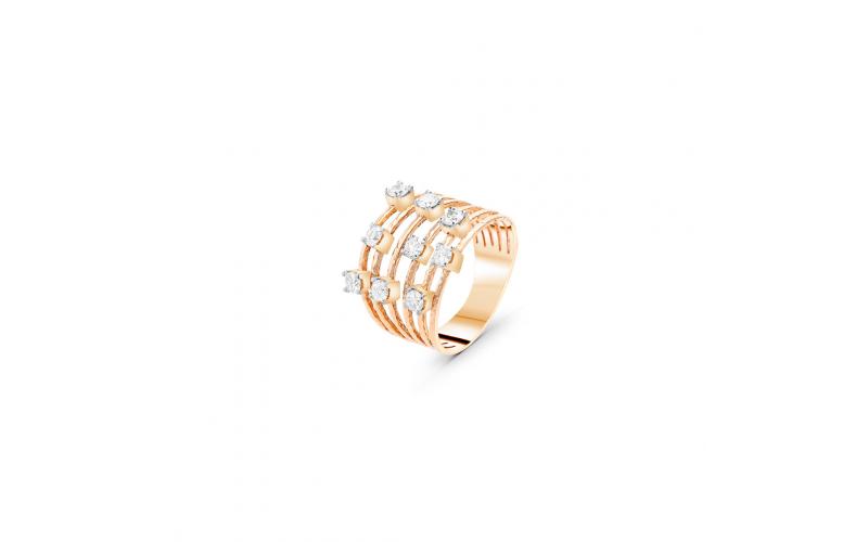 Scattered Round White Diamond Statement Ring