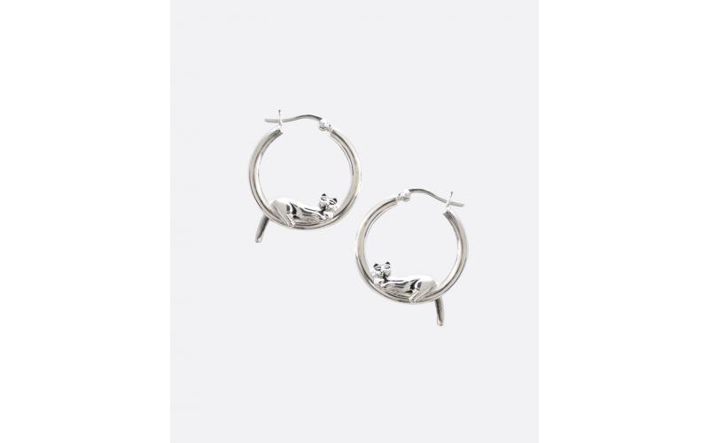 SHAMI - 
        
          
            Kitty Cat Silver Hoops