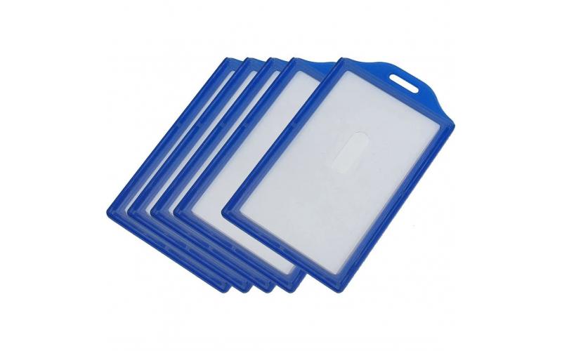 Bindermax Vertical Hard Plastic Badge Holder 100 x 60 mm - Blue Trim