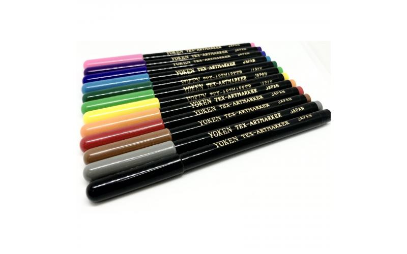 Yoken Fabric & Textile Art Markers Narrow Grip Set - Pack of 12