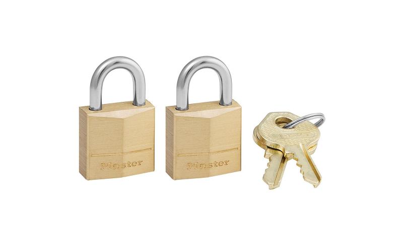 Master Lock 20mm Brass Padlock with Keys - Pack of 2