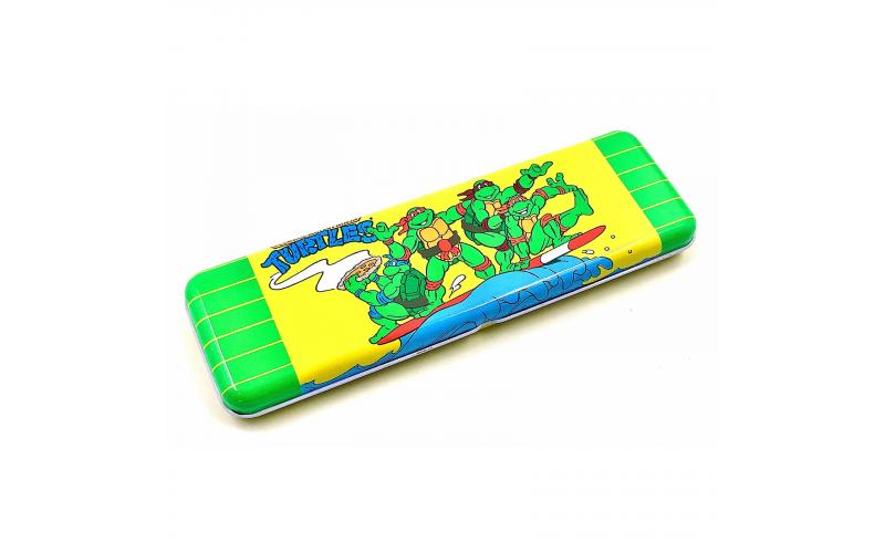 Melody Retro TMNT Metal Tin Pencil Case + Ruler + Eraser & 0.5mm Pencil  23x8x3 cm