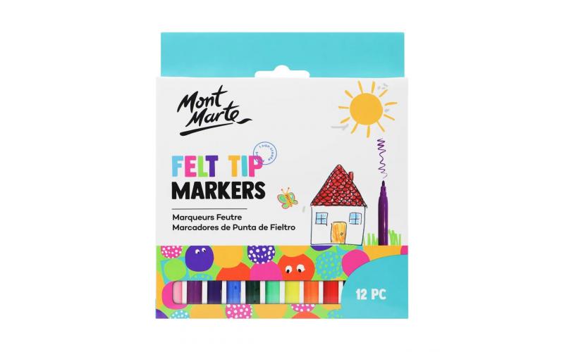 Mont Marte Felt Tip Coloring Markers - Set of 12