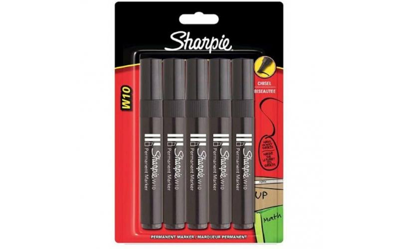 Sharpie W10 Black Chiseled Permanent Markers - Pack of 5
