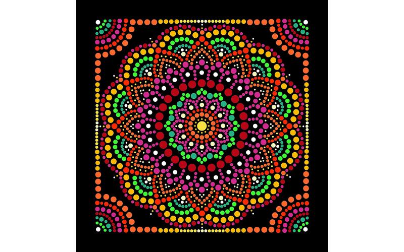 NEW Plaid Let\'s Paint By Numbers Mandala Dot Frame On Printed Black Canvas 35x35 cm