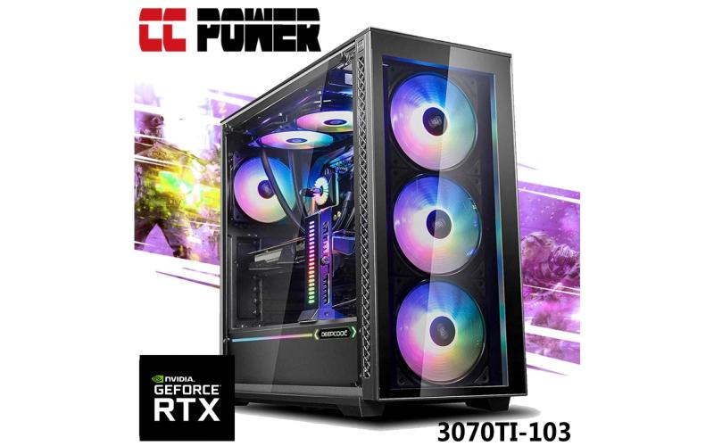CC Power 3070TI-103 Gaming PC 5Gen AMD Ryzen 7 5800X3D 8-Cores w/ RTX 3070TI  8GB DDR6 Liquid Cooled