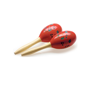 Pair of oval wooden maracas, flower finish | Drums & Percussions | Percussions | Handheld Percussion
